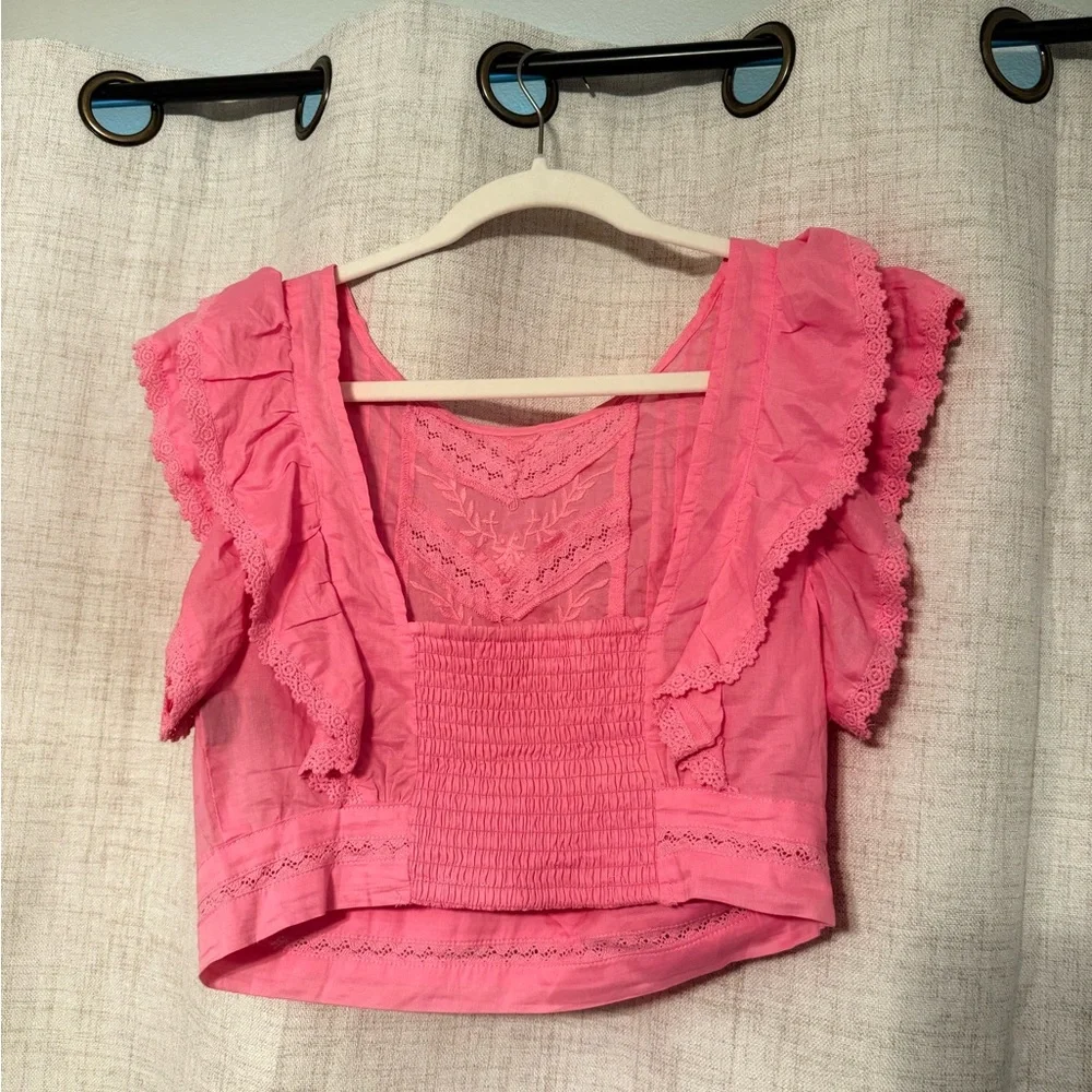 Pink Ruffled Women's Top - Picture 2 of 3